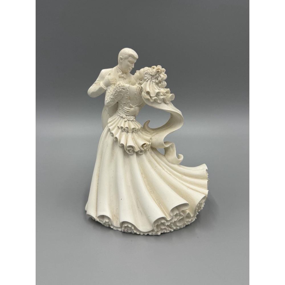 Vintage Wedding Couple First Dance Cream Colored Figurine 5" Tall